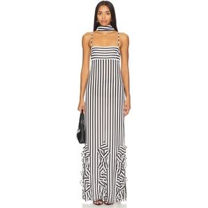 House of Harlow 1960 Black and White Striped Maxi Dress